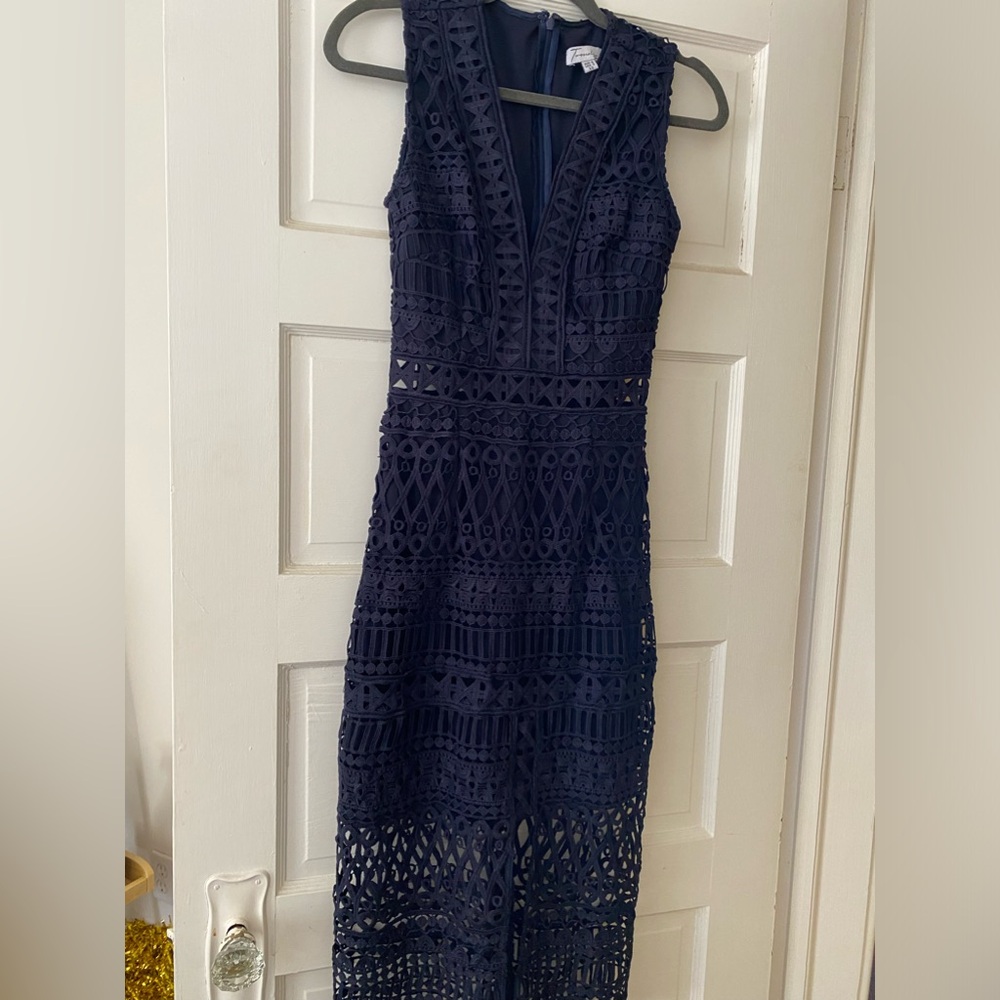 Twosisters Navy Lace Midi Dress